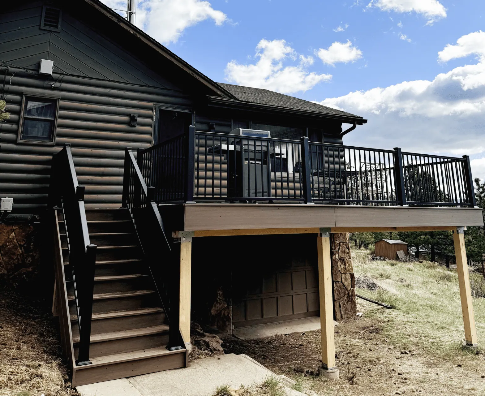 Deck with stairs in a beautiful, spacious design