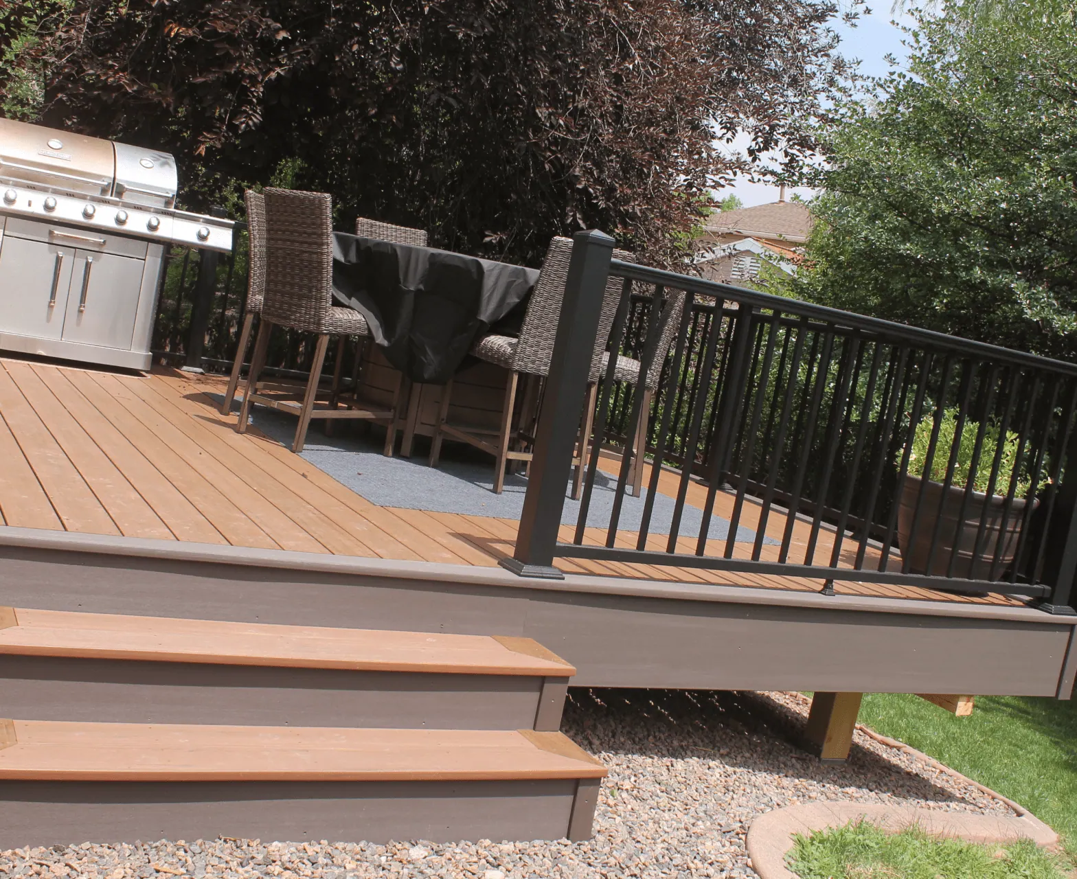 Ground level deck with added BBQ area
